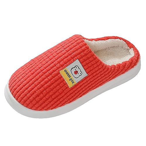 Damenschuhe Ballerina Frauen Schuhe Dicke Sohle Hause Baumwolle Hausschuhe Mode Bequeme Weiche Sohle Warme Baumwolle Hausschuhe Skate Schuhe Damen (Red, 40) von Generisch
