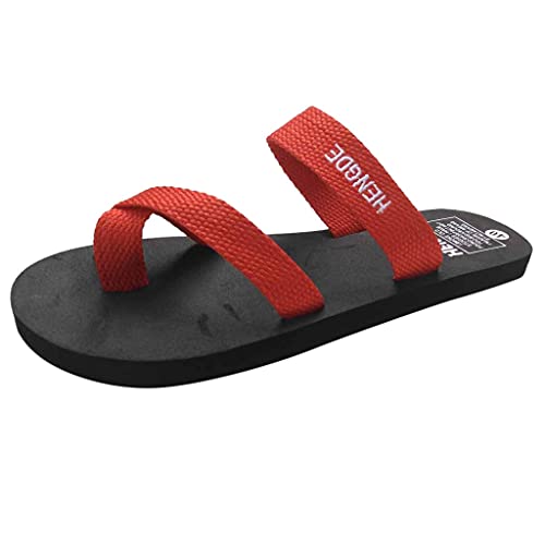 Damenschuhe Flops Sandalen Strand Schuhe Frauen Flache flip rutschfeste Hausschuhe Frauen Hausschuh Gelbe Schuhe Damen 44 (Red, 39) von Generisch