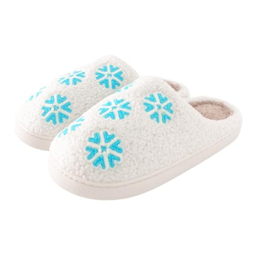 Damenschuhe Keilabsatz 40 Paare Männer Frauen Weihnachten Slip On Pelzigen Flache Hause Winter Runde Zehe Halten Warm Cartoon Drucke Hausschuhe Schuhe Outdoor Schuhe Damen 39 (White, 43) von Generisch