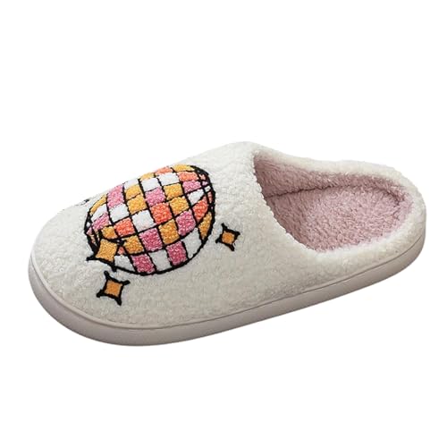Damenschuhe Keilabsatz Paare Winter Weihnachten Disco Licht Hausschuhe Männer Und Frauen Hausschuhe Große Größe Schuhe Damen Rot Muster (White, 39) von Generisch