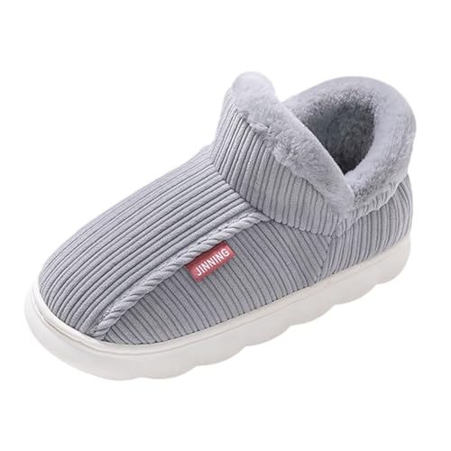 Damenschuhe Keilabsatz Sommer Herren- und Damenmodelle von Baumwollpantoffeln Winterpaket mit Baumwollschuhen für den Innenbereich, rutschfest, verdickt, warm, Schuhe Für Schmale Füße Damen (Grey, 45) von Generisch
