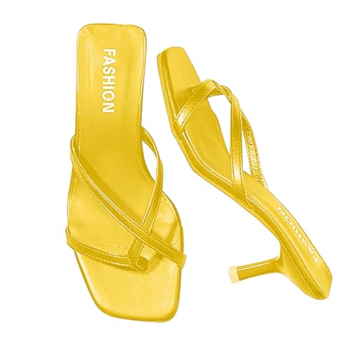 Damenschuhe Pumps Weite H Modische High Heel-Sandalen mit V-Riemen für Damen mit bequemer Passform Schuhe Damen 35 (Yellow, 37) von Generisch