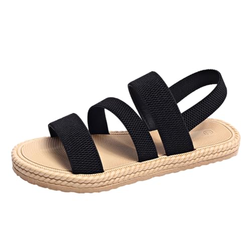 Damenschuhe Sommerschuhe Sandalen Mit Elastischem Temperament Atmungsaktive Schuhe Schuhe Damen Kariert Rot (Black, 39) von Generisch
