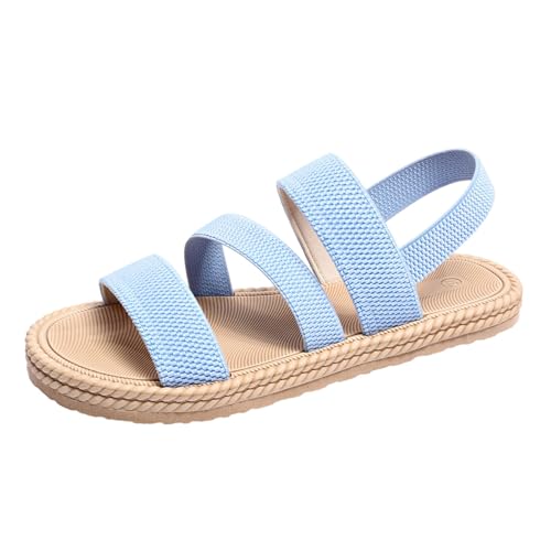 Damenschuhe Sommerschuhe Sandalen Mit Elastischem Temperament Atmungsaktive Schuhe Schuhe Damen Kariert Rot (Light Blue, 39) von Generisch
