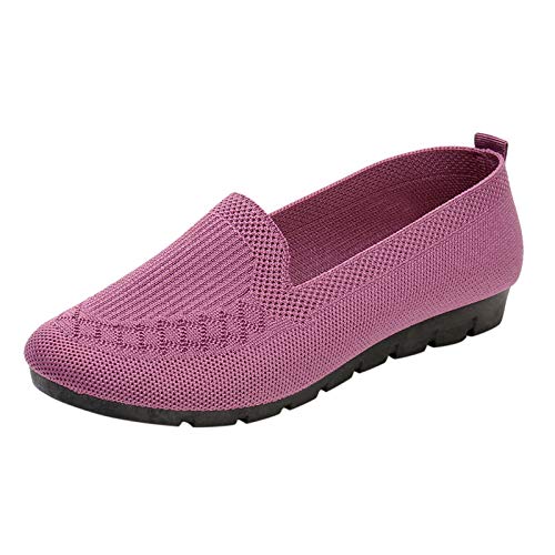 Damenschuhe Stiefeletten Schwarz Einzelne atmungsaktive Mesh Slip-on beiläufige Toe Runde Frauen Keilschuh Schuhe Damenfreizeitschuhe Damen Schuhe Schwarz Halbschuhe (Purple, 37) von Generisch