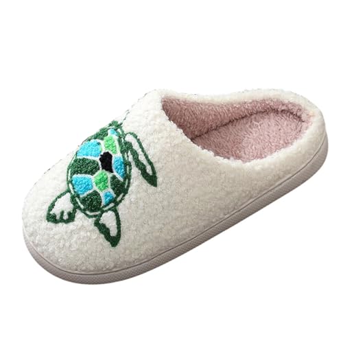 Damenschuhe Winter Gefüttert Damen Winter Warm Holzboden Verdickt Indoor rutschfeste Hausschuhe Schuhe Damen Stiefeletten Sommer Weinrot (White, 43) von Generisch
