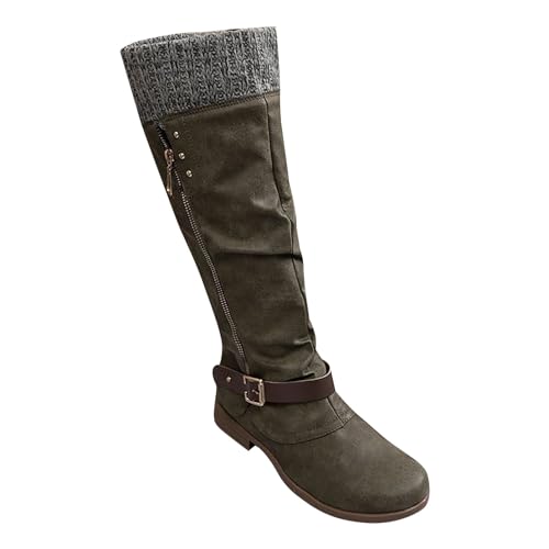 Damenschuhe Winter und Gürtelschnalle Warm Schneestiefel Lila Für Dicke Waden (Green, 39) von Generisch