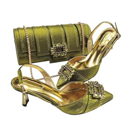 Damenschuhe mit Absatz, Strass, Handtaschen-Set, Party-Look, passend, elegant, lässig, Hochzeitsaccessoire, 1, 42 EU Damenschuhe mit Absatz, Strass, Handtaschen-Set, Party-Look, passend, elegant, lässig, Hochzeitsaccessoire, 1, 42 EU von Generisch