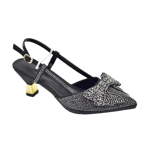 Damenschuhe mit Strasssteinen für Partys, Schuhe und Taschen, italienische Schuhe, Ein Paar Schuhe, Schwarz, 42.5 EU von Generisch