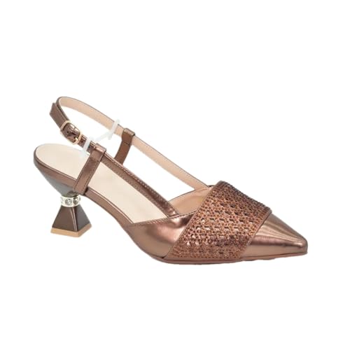 Damenschuhe und Taschen, passendes Set, Schuhe und Taschen, passend zum Set, verziert mit Strasssteinen, Hochzeit, Ein Paar Schuhe Kaffee, 40.5 EU von Generisch