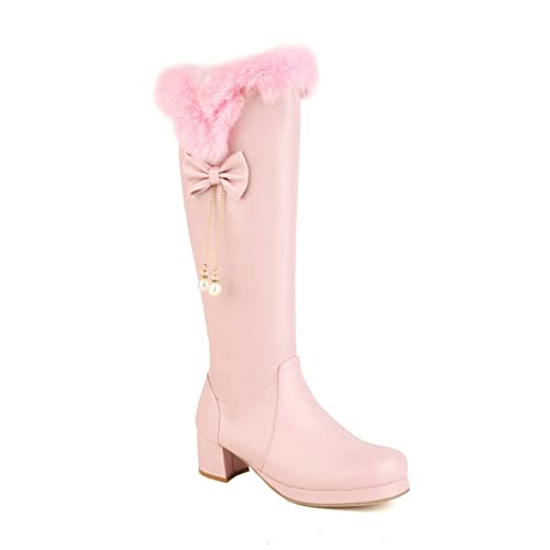 Damenstiefel Mid-Calf High Heel Warme Stiefel für den Winter Plüsch Baumwollfutter Schneestiefel für modebewusste Frauen (41) von Generisch