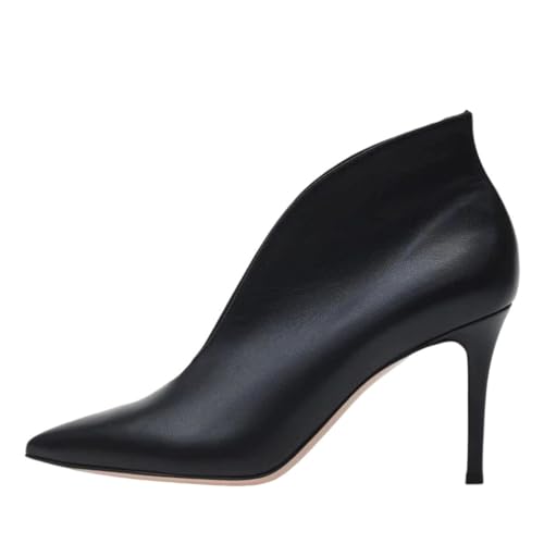 Damenstiefel mit spitzer Zehenpartie, Wildleder, dünn, hoher Absatz, Frühjahr, Herbst, Bankett, Kleid, Schwarz , 42.5 EU von Generisch