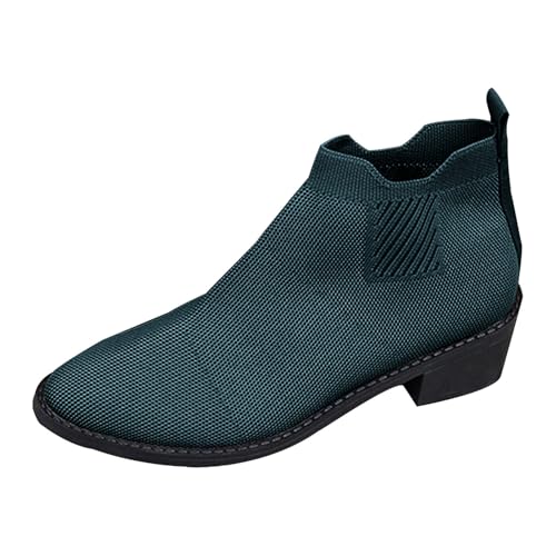 Damenstiefel zum Nähen, einfarbig, flach, mit Schuhen, Eigenschaften: Lederstiefel für Damen, grün, 38.5 EU von Generisch