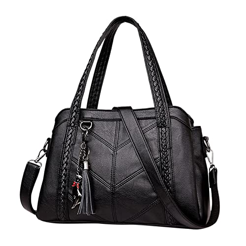 Damentasche, Handtasche, weiches Leder, großes Fassungsvermögen, Kuriertasche, modische Damenhandtasche, Sublimations-Tragetasche, Schwarz , Einheitsgröße Damentasche, Handtasche, weiches Leder, großes Fassungsvermögen, Kuriertasche, modische Damenhandtasche, Sublimations-Tragetasche, Schwarz , Einheitsgröße von Generisch