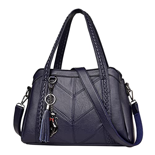 Damentasche, Handtasche, weiches Leder, großes Fassungsvermögen, Kuriertasche, modische Damenhandtasche, Sublimations-Tragetasche, blau, Einheitsgröße Damentasche, Handtasche, weiches Leder, großes Fassungsvermögen, Kuriertasche, modische Damenhandtasche, Sublimations-Tragetasche, blau, Einheitsgröße von Generisch