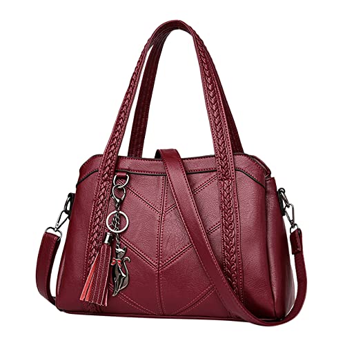 Damentasche, Handtasche, weiches Leder, großes Fassungsvermögen, Kuriertasche, modische Damenhandtasche, Sublimations-Tragetasche, rot, Einheitsgröße Damentasche, Handtasche, weiches Leder, großes Fassungsvermögen, Kuriertasche, modische Damenhandtasche, Sublimations-Tragetasche, rot, Einheitsgröße von Generisch