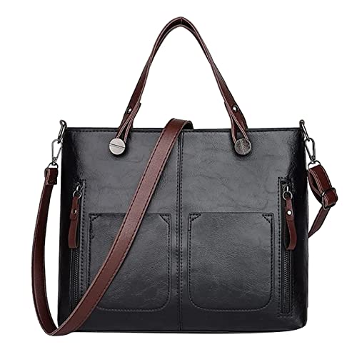 Damentasche kann schräg sein, kann Handtasche Santed Handtasche Mode Ledertasche Klar Schultertasche, Schwarz , Einheitsgröße von Generisch