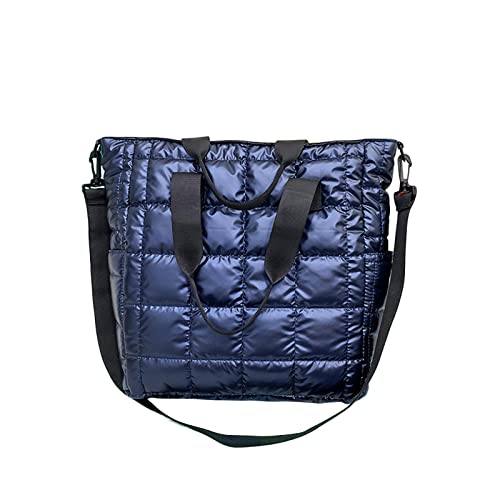 Damentaschen, einfarbig, kariert, gesteppt, große Kapazität, Reißverschluss, Schultertasche, Holstertasche, blau, Einheitsgröße von Generisch