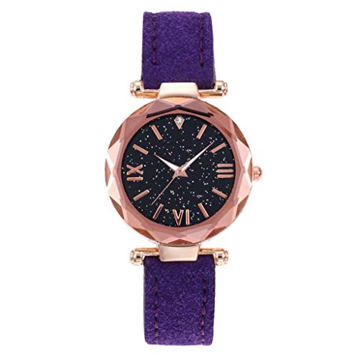 Damenuhren Analog Quarz Armbanduhren Mit römischem Gürtel Point Watch Watch Dotted Unisex Scale Frosted Kleine Damenuhr (Purple, One Size) von Generisch