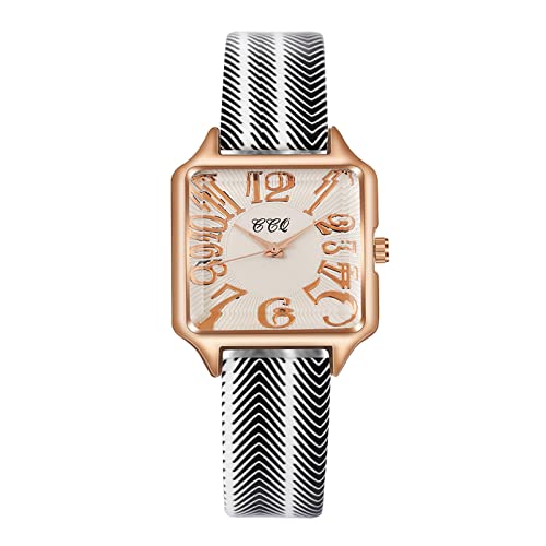 Damenuhren Quarzwerk Mädchen Damen Armbanduhr Gürteluhr Lederuhr für Frauen, D, Einheitsgröße von Generisch