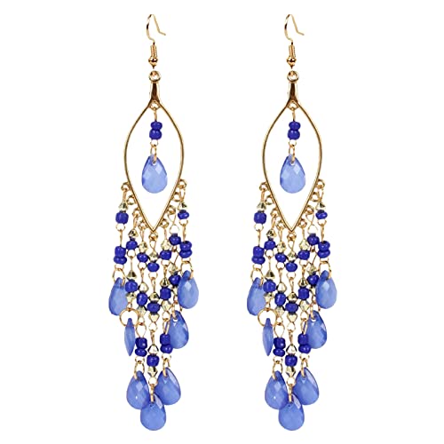Dangle Earrings with Cubic Zirconia Grüne Blatt-Ohrringe Ohrringe Mädchen Set (Blue, One Size) von Generisch