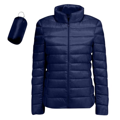 Daunenjacke Damen Leicht Daunenmantel Elegant Steppjacke Warm Steppmantel Mit Reissverschluss Übergangsjacke Einfarbig Winterjacke Gefüttert Übergangsjacken Frauen Kurz Jacke Reisen Outdoor von Generisch