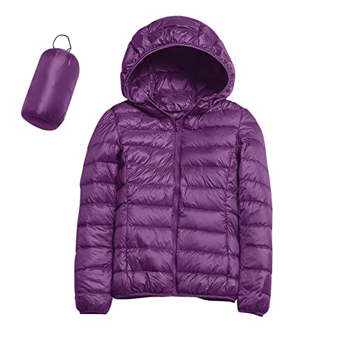 Daunenjacke Damen Leichte Steppjacke Packable Puffer Jacke Übergangsjacke Warme Winterjacke mit Kapuze fur Frauen Gefüttert Pufferjacke Taschen Freizeit Wandern von Generisch