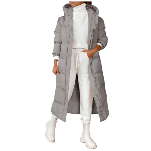 Daunenjacke Damen Warme Daunenmantel Weiche Wintermantel Lang Outdoor Mantel Leichte Casual Kuschelig Steppmantel Elegant Verdickt Steppjacke mit Reissverschluss Große Größen Winterjacke von Generisch