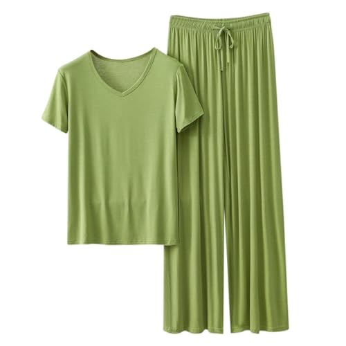 Day Prime Deals Damen Loungewear Set Sommer Kurzarm T Shirt und Lang Schlafanzughosen Homewear 2 Pieces Outfits Elegant Pyjama Rundhals Elastischer Bund Sleepwear Hausanzug Outdoor Freizeit Sets von Generisch