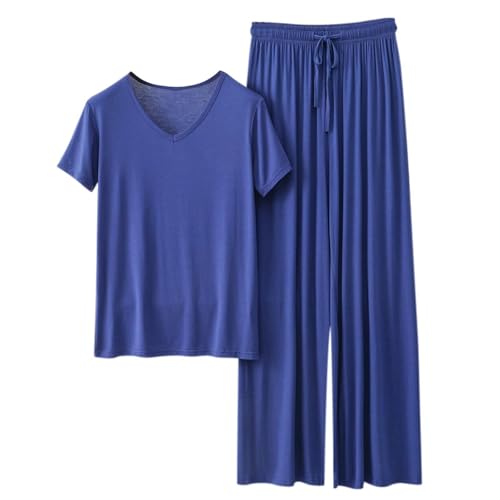 Day Prime Deals Damen Loungewear Set Sommer Kurzarm T Shirt und Lang Schlafanzughosen Homewear 2 Pieces Outfits Elegant Pyjama Rundhals Elastischer Bund Sleepwear Hausanzug Outdoor Freizeit Sets von Generisch