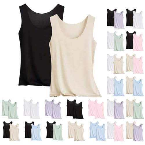 Deal Des Tages Heute Angebote Des Tages Heute Deal 2er Pack Tank Top Damen Unterhemd Stretch Basic Tops Unterwäsche Hemden Enges Top Leicht Tanktop Sport Unterhemden Mädchen Deals Des Tages von Generisch