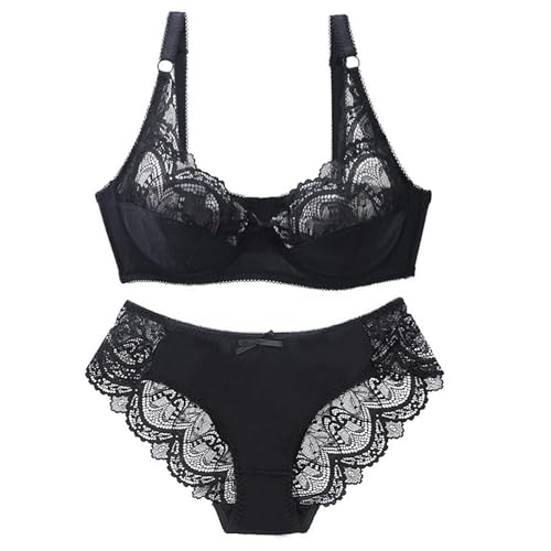 Deals of The Day Fruehlingsangebote BH Set Damen Unterwäsche Set BH Und Slip Frauen Spitzen Push Up BH Set Große Größen Super Bequemer BH Dessous Set Reizwäsche Warehouse-Deals Sommer Must Have von Generisch