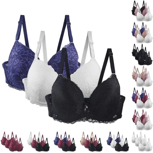 Deals of The Day Women Angebote Tages Blitzangebote Heute Damen Push Up BH Mit Blumen Spitze Schalen BH Vollschalen Bequem Große Brüste Minimizer Bralette Klassische BHS Große Größen Blitzangebote von Generisch
