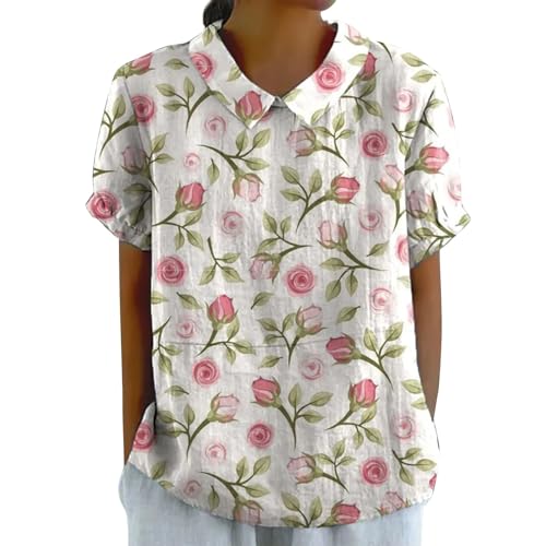 Deals of The Day Women Leinenbluse Damen Sommer Kurzarm Sommerbluse Musselin Shirt Leinen Tunika Große Größen Elegante Oberteile Leinenshirt Outlet Shop Deals of The Day Women Leinenbluse Damen Sommer Kurzarm Sommerbluse Musselin Shirt Leinen Tunika Große Größen Elegante Oberteile Leinenshirt Outlet Shop von Generisch