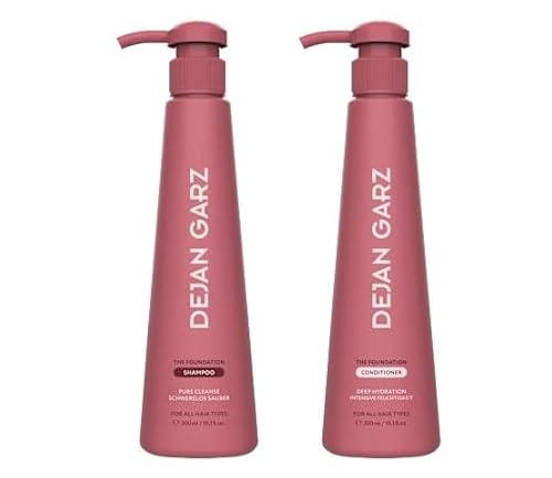 Dejan Garz The Foundation Set – Shampoo & Conditioner – Pure Cleanse & Deep Hydration – Vegane Haarpflege für alle Haartypen – 2x 300ml + Purlife Sticker von Generisch