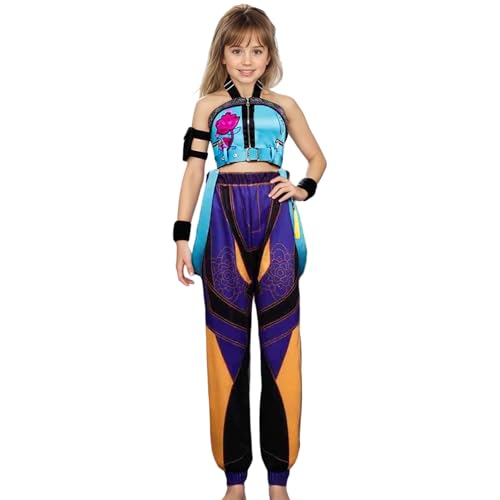 Demon Hunters Mädchen Kostüm Set Halter Neck Weste Hosen Kpop Cosplay Uniform, geeignet für Halloween Party von Generisch