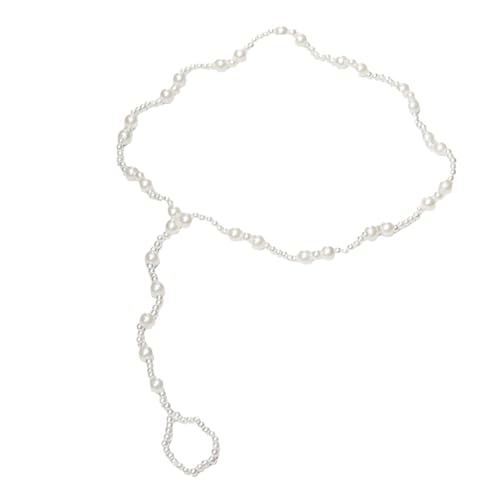 Der Ringe Erweitert einfache Doppelschicht Strand Damen Armband Perle Fuß Ring Zwei Set Partner Fußkettchen (White, One Size) von Generisch