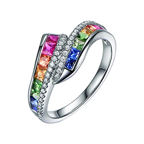 Der Ringe Figuren Set Kreativer personalisierter Farbiger Zirkon-Ring Stilvoller Ring-Verlobungsring Lampen-Ringe (2-A, One Size) von Generisch