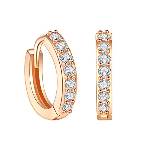 Diamant Strass paar für goldene Ohrringe Farbe Hoop Ohrringe Ohrringe Amethyst Silber 925 (Rose gold, 1.2 * 1.2 * 0.2) von Generisch