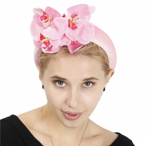 Dicker Heabands Fascinator für Damen, Blume, Hochzeit, Cocktail, Party, Abendessen, Haarbänder, Rosa von Generisch