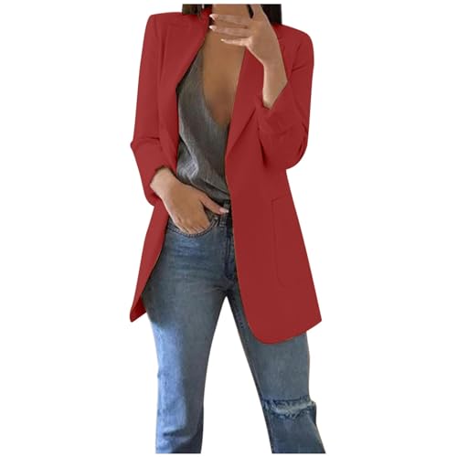 Die Discounter, Blazer Damen Elegant Langarm Einfarbig Mantel Jacke Revers Geschäft Büro Anzugjacke Lang mit Tasche Sakko Anzug Business Longblazer Frühling Sommer Trenchcoat Die Discounter, Blazer Damen Elegant Langarm Einfarbig Mantel Jacke Revers Geschäft Büro Anzugjacke Lang mit Tasche Sakko Anzug Business Longblazer Frühling Sommer Trenchcoat von Generisch