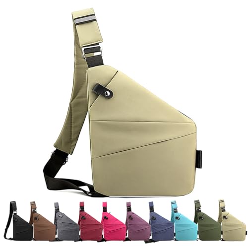 Diebstahlsichere Tasche Damen, Flexr-Tasche Frauen, Flexr-Tasche™, Antidiebstahltasche Damen, Anti Diebstahl Tasche Damen (Khaki,Linke) von Generisch