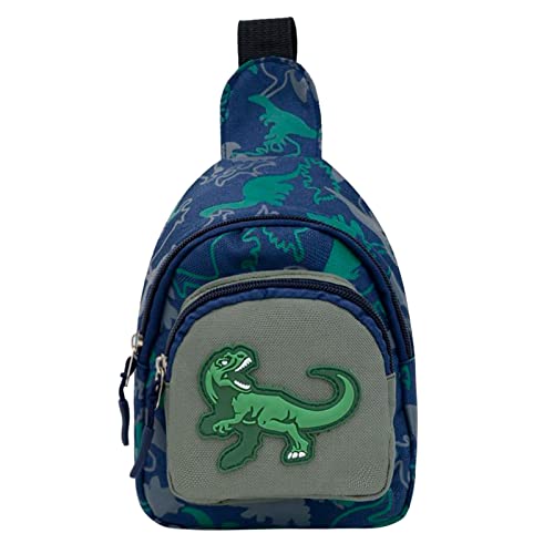 Dinosaurier-Design Kinder-Bauchtasche aus Stoff, modische Brusttasche, Schultertasche, Lunchtasche, Kinder, blau, Einheitsgröße, Traditionelle Rucksäcke von Generisch