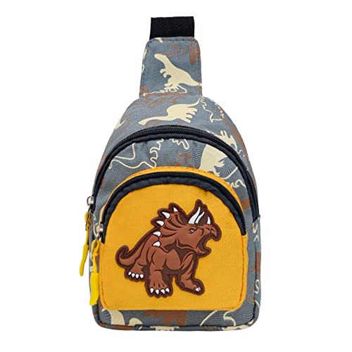 Dinosaurier-Design Kinder-Bauchtasche aus Stoff, modische Brusttasche, Schultertasche, Lunchtasche, Kinder, grau, Einheitsgröße, Traditionelle Rucksäcke von Generisch