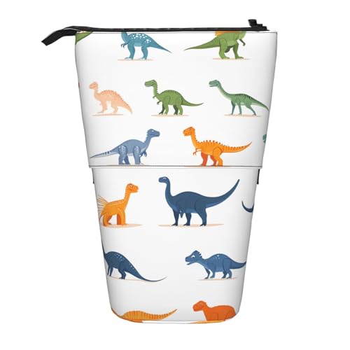 Dinosaurier-Federmäppchen, bunt, stehend, Cartoon-Dino, Stifthalter, Teleskop-Federtasche, Pop-Up-Kosmetiktasche, Schreibwaren-Organizer für Schule, Büro, Reisen von Generisch