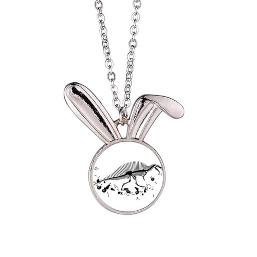 Dinosaurier-Halskette mit Anhänger, Hase, Art-Deco, modisch, Hase, Tierschmuck, Geschenk von Generisch