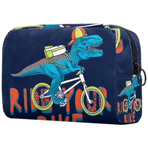 Dinosaurier-Kosmetiktasche für Damen, Reise-Kulturbeutel, groß, Make-up, praktische Tasche, Organizer-Tasche mit Reißverschluss, multi, 18.5x7.5x13cm/7.3x3x5.1in, Kulturbeutel von Generisch