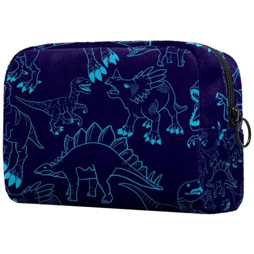 Dinosaurier-Kosmetiktasche für Damen, Reise-Kulturbeutel, groß, Make-up, praktische Tasche, Organizer-Tasche mit Reißverschluss, multi, 18.5x7.5x13cm/7.3x3x5.1in, Kulturbeutel von Generisch