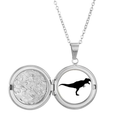Dinosaurier-Medaillon, Halskette mit Medaillon, Schmuck, Geburtstagsgeschenk von Generisch