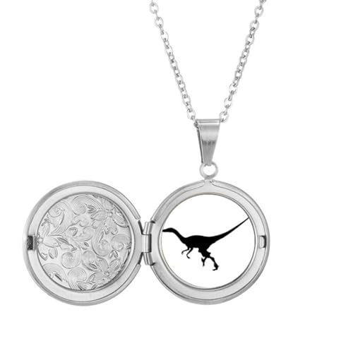 Dinosaurier-Miniatur-Medaillon, Halskette mit Anhänger, Schmuck, Geburtstagsgeschenk von Generisch